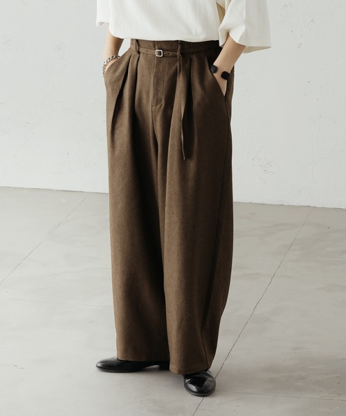 epnok（エプノック）の「ハイウエストタックワイドパンツ（その他パンツ・メンズ・ブラック/カーキ/ベージュ・SMALL/MEDIUM/LARGE）」の3枚目の写真