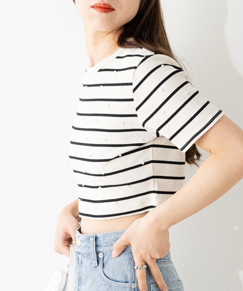 Chico(チコ)の「リブパールチビT(Tシャツ/カットソー・レディース・ホワイト/ブラック/ブルー/ホワイト系その他2・FREE)」の9枚目の写真
