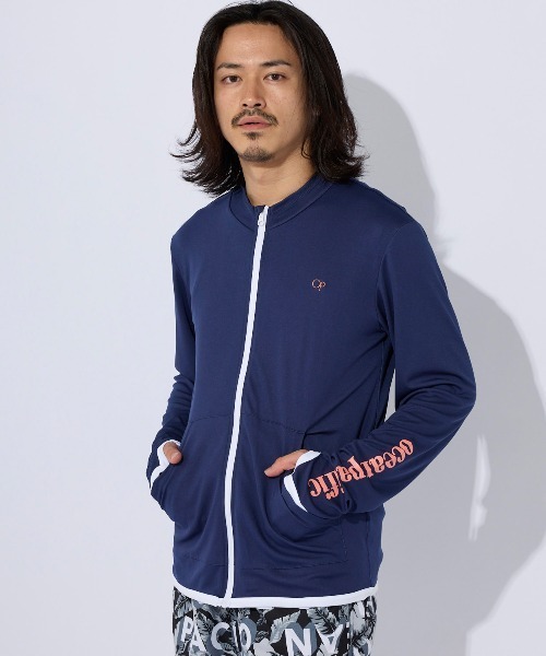 Ocean Pacific（オーシャンパシフィック）の「【OP:オーピー】UVジップパーカー  水陸両用ウェア（ラッシュガード・メンズ・ブラック/ネイビー/ロイヤルブルー/ホワイト/グリーン・MEDIUM/LARGE/X-LARGE）」の4枚目の写真