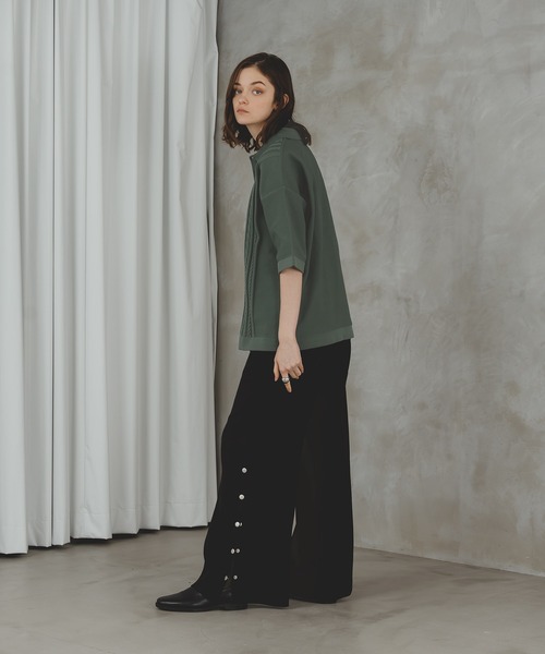 selle glant（セレグランテ）の「SIDE DOT BOTTON SLIT PANTS/サイドボタンスリットパンツ（スラックス・メンズ・チャコールグレー/ブラック・MEDIUM/LARGE）」の9枚目の写真