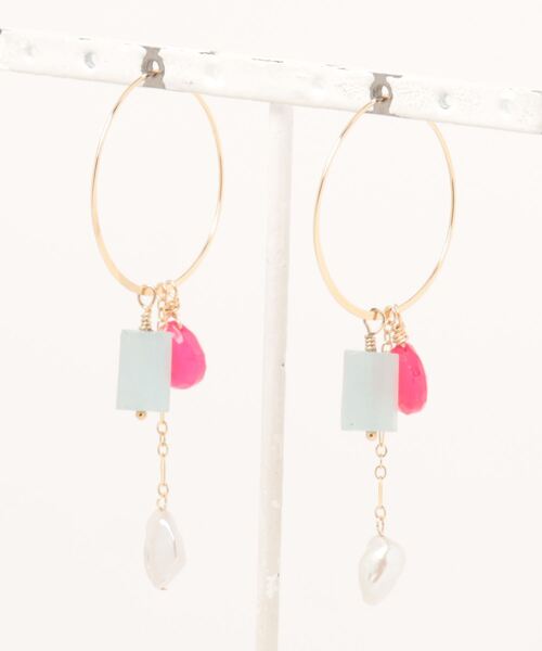 tone(トーン)の「【Milimili】14kgf天然石ピアス(ピアス(両耳用)・レディース・パープル/ピンク・FREE)」の2枚目の写真