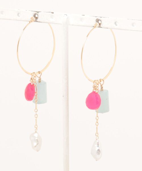 tone(トーン)の「【Milimili】14kgf天然石ピアス(ピアス(両耳用)・レディース・パープル/ピンク・FREE)」の3枚目の写真