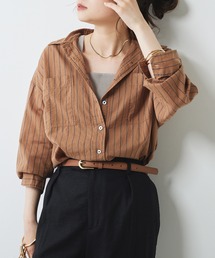 PUAL CE CIN | 綿麻ストライプBIGシャツ(シャツ/ブラウス)