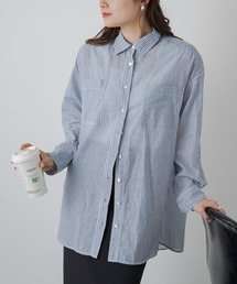 PUAL CE CIN | 綿麻ストライプBIGシャツ(シャツ/ブラウス)