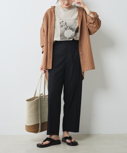 PUAL CE CIN(ピュアルセシン)の「綿麻ストライプBIGシャツ(シャツ/ブラウス・レディース・ブラウン系/ベージュ系/ブルー系・FREE)」の18枚目の写真