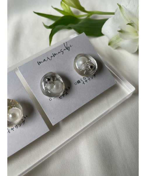 tone(トーン)の「【marumusubi】Jewel iceピアス(MA)(ピアス(両耳用)・レディース・シルバー/ゴールド/グレー・FREE)」の2枚目の写真