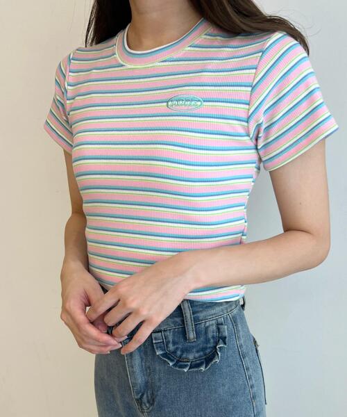 WC(ダブル シー)の「マルチボーダーコンパクトT(Tシャツ/カットソー・レディース・ホワイト/オレンジ/ブルー・FREE)」の13枚目の写真
