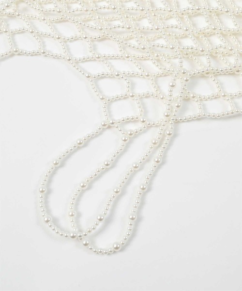 miette(ミエット)の「パールビスチェ(Tシャツ/カットソー・レディース・オフホワイト/ブルー/ピンク・FREE)」の9枚目の写真