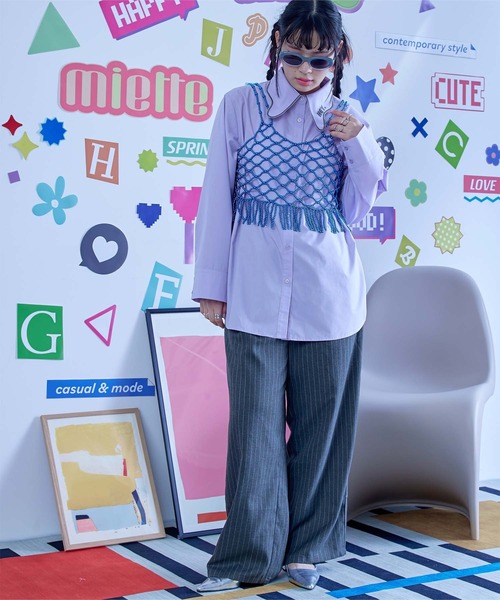 miette(ミエット)の「パールビスチェ(Tシャツ/カットソー・レディース・オフホワイト/ブルー/ピンク・FREE)」の21枚目の写真