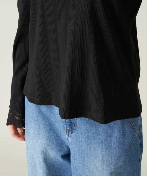 a.v.v(アーヴェヴェ)の「【前後2WAY】レーススリーブタックパフリブトップス(Tシャツ/カットソー・レディース・ブラック/アイボリー・36/40/38/34/42)」の21枚目の写真