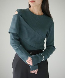【cheriella】WEB限定肩あきアシメリブニット WEB LIMITED SHOULDER CUT ASYMMETRIC RIB KNIT
