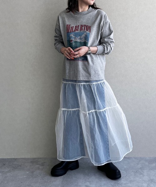 LOWRYS FARM（ローリーズファーム）の「オーガンジーボリュームスカート　973012（スカート・レディース・グレー/アイボリー/ブラック/ブラウン・FREE）」の6枚目の写真
