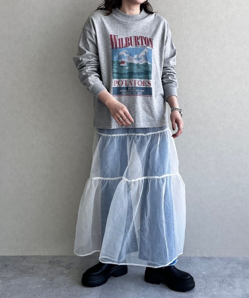 LOWRYS FARM（ローリーズファーム）の「オーガンジーボリュームスカート　973012（スカート・レディース・グレー/アイボリー/ブラック/ブラウン・FREE）」の7枚目の写真