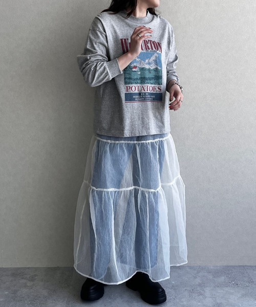 LOWRYS FARM（ローリーズファーム）の「オーガンジーボリュームスカート　973012（スカート・レディース・グレー/アイボリー/ブラック/ブラウン・FREE）」の8枚目の写真