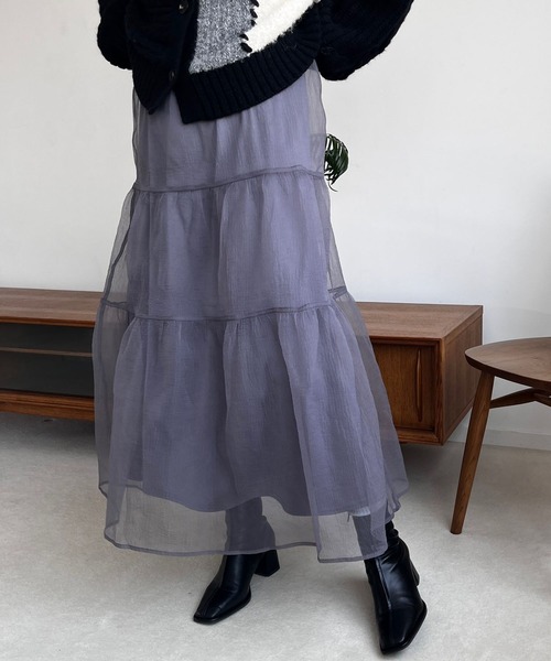 LOWRYS FARM（ローリーズファーム）の「オーガンジーボリュームスカート　973012（スカート・レディース・グレー/アイボリー/ブラック/ブラウン・FREE）」の13枚目の写真