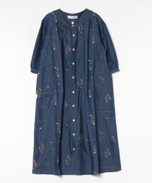 H.A.K ライトオンスデニムフリルワンピース 7分袖 スーパーハッカ  