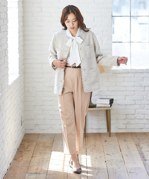 Honeys(ハニーズ)の「ベルト付テーパードパンツ(スラックス・レディース・ネイビー/ブルー/ブラック/モカ/チャコールグレー・M/LL/S/L)」の16枚目の写真