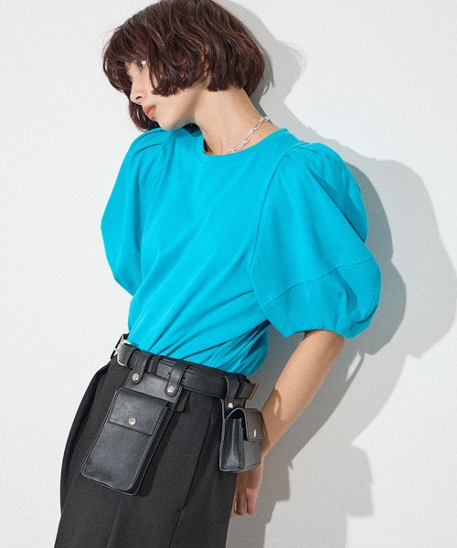 ELLEgirl(エルガール)の「コクーンスリーブT【ELLEgirl/エル ガール】(Tシャツ/カットソー・レディース・オフホワイト/ブルー/ブラック・FREE)」の3枚目の写真