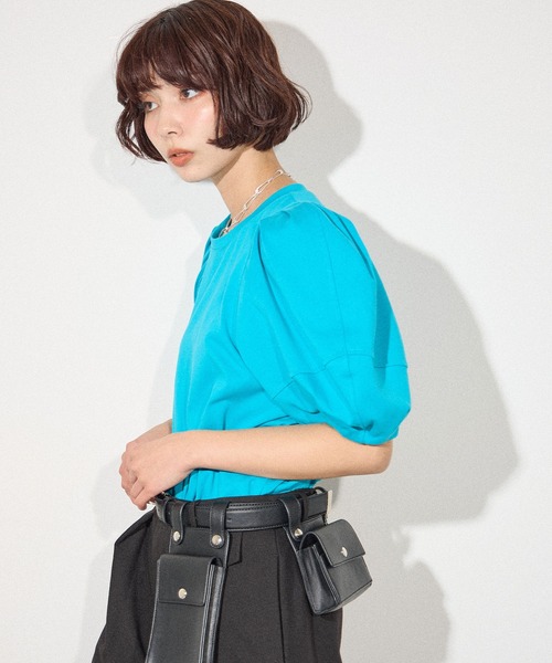 ELLEgirl(エルガール)の「コクーンスリーブT【ELLEgirl/エル ガール】(Tシャツ/カットソー・レディース・オフホワイト/ブルー/ブラック・FREE)」の12枚目の写真