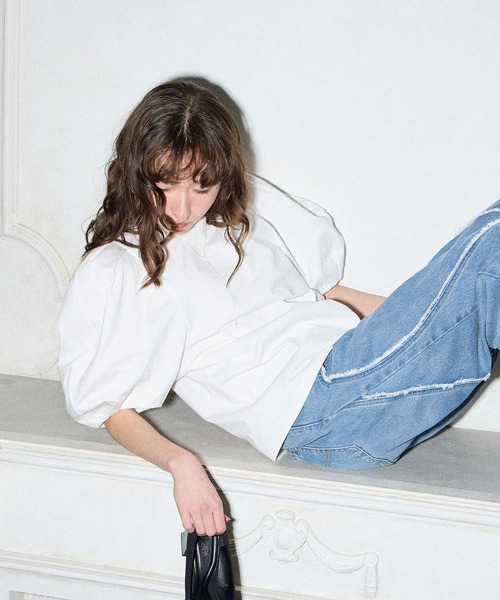 ELLEgirl(エルガール)の「コクーンスリーブT【ELLEgirl/エル ガール】(Tシャツ/カットソー・レディース・オフホワイト/ブルー/ブラック・FREE)」の6枚目の写真