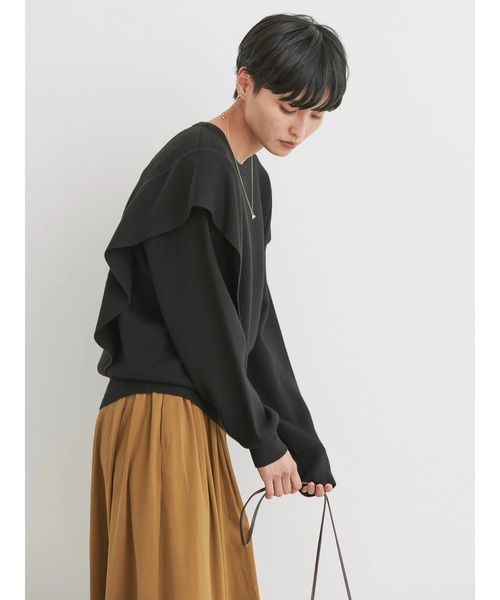 AMERICAN HOLIC（アメリカンホリック）の「バイパチ袖フリルニットプルオーバー（ニット/セーター・レディース・アイボリー/ブラック・M/L）」の7枚目の写真