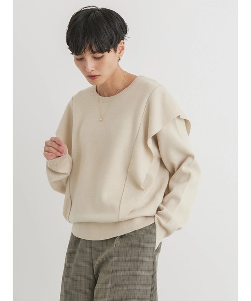 AMERICAN HOLIC（アメリカンホリック）の「バイパチ袖フリルニットプルオーバー（ニット/セーター・レディース・アイボリー/ブラック・M/L）」の12枚目の写真