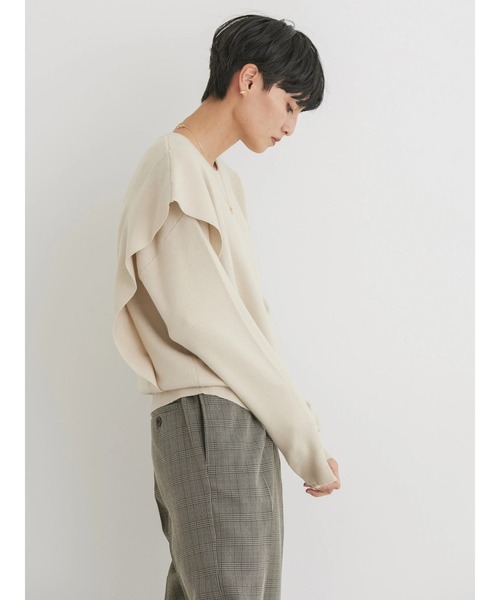 AMERICAN HOLIC（アメリカンホリック）の「バイパチ袖フリルニットプルオーバー（ニット/セーター・レディース・アイボリー/ブラック・M/L）」の13枚目の写真