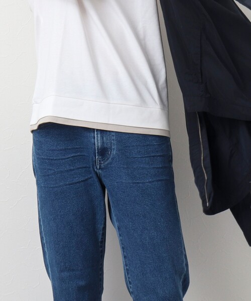 NOLLEY'S goodman（ノーリーズグッドマン）の「《ビジカジ対応》フェイクレイヤード 長袖Tシャツ（Tシャツ/カットソー・メンズ・ネイビー/ブラック/オレンジ/ホワイト/グレイッシュブルー/サックスブルー/グレイッシュベージュ・L/M/S）」の12枚目の写真