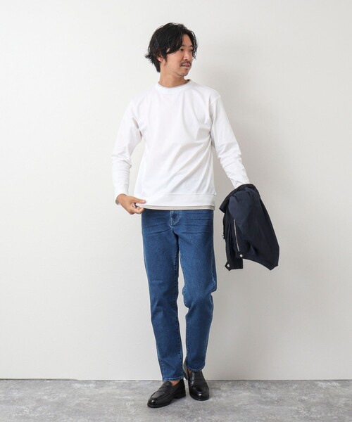 NOLLEY'S goodman（ノーリーズグッドマン）の「《ビジカジ対応》フェイクレイヤード 長袖Tシャツ（Tシャツ/カットソー・メンズ・ネイビー/ブラック/オレンジ/ホワイト/グレイッシュブルー/サックスブルー/グレイッシュベージュ・L/M/S）」の13枚目の写真