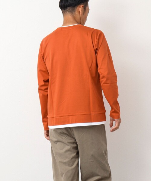 NOLLEY'S goodman（ノーリーズグッドマン）の「《ビジカジ対応》フェイクレイヤード 長袖Tシャツ（Tシャツ/カットソー・メンズ・ネイビー/ブラック/オレンジ/ホワイト/グレイッシュブルー/サックスブルー/グレイッシュベージュ・L/M/S）」の20枚目の写真