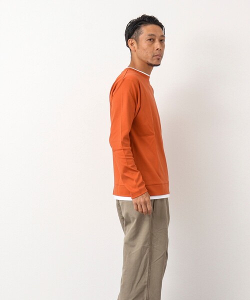 NOLLEY'S goodman（ノーリーズグッドマン）の「《ビジカジ対応》フェイクレイヤード 長袖Tシャツ（Tシャツ/カットソー・メンズ・ネイビー/ブラック/オレンジ/ホワイト/グレイッシュブルー/サックスブルー/グレイッシュベージュ・L/M/S）」の22枚目の写真