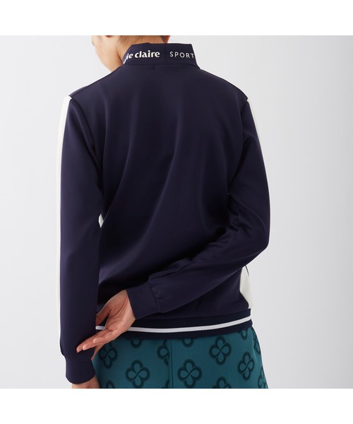 marie claire(マリ・クレール)の「marie claire GOLF/マリクレール ゴルフ ゴルフウェア ブランド ロゴ ストレッチ 保温 軽量 ダンボールニット 配色切替 ライン モックネック 長袖シャツ 【NEW LINE】(Tシャツ/カットソー・レディース・ネイビー/ホワイト/ブラック・M/L/LL)」の17枚目の写真