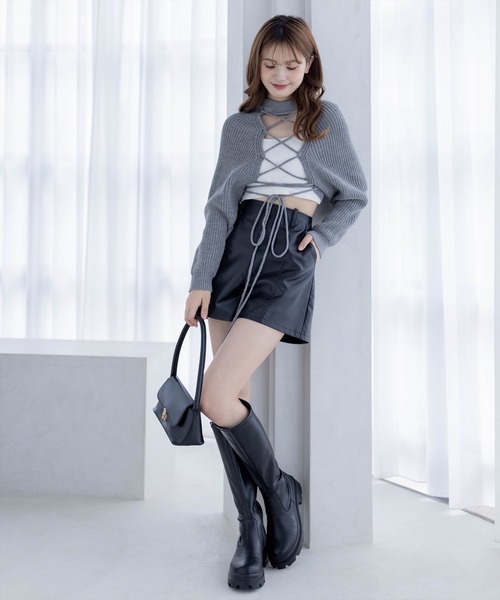 clear（クリア）の「フロントスピンドルショート丈ニット（ニット/セーター・レディース・アイボリー/ブラック/グレー・F）」の8枚目の写真