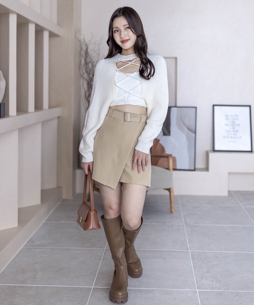 clear（クリア）の「フロントスピンドルショート丈ニット（ニット/セーター・レディース・アイボリー/ブラック/グレー・F）」の6枚目の写真