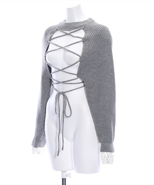 clear（クリア）の「フロントスピンドルショート丈ニット（ニット/セーター・レディース・アイボリー/ブラック/グレー・F）」の9枚目の写真