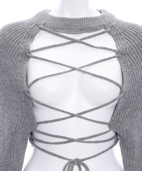 clear（クリア）の「フロントスピンドルショート丈ニット（ニット/セーター・レディース・アイボリー/ブラック/グレー・F）」の13枚目の写真