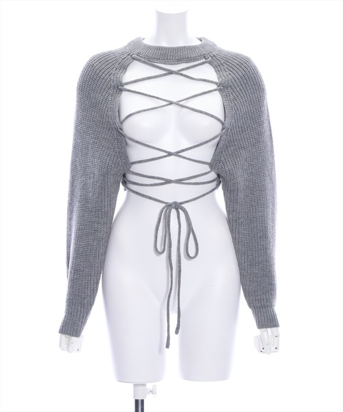 clear（クリア）の「フロントスピンドルショート丈ニット（ニット/セーター・レディース・アイボリー/ブラック/グレー・F）」の17枚目の写真