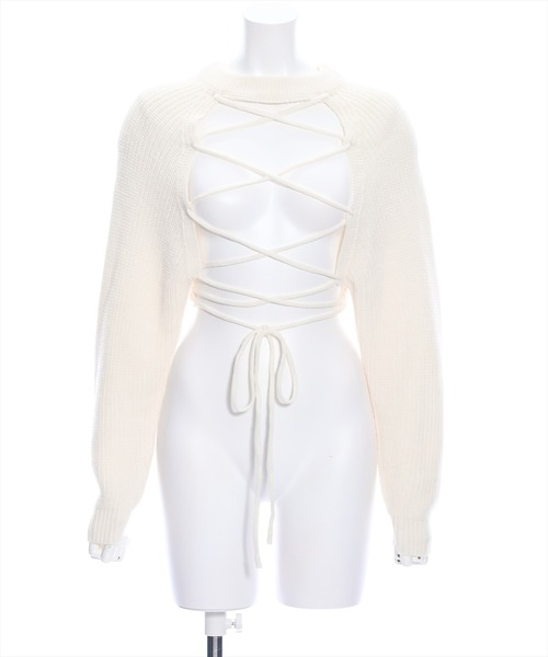 clear（クリア）の「フロントスピンドルショート丈ニット（ニット/セーター・レディース・アイボリー/ブラック/グレー・F）」の18枚目の写真