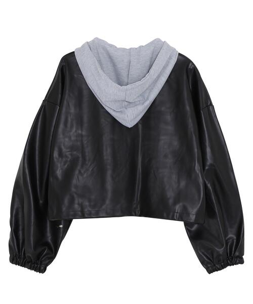 Figments（フィグメンツ）の「フード付き合皮ブルゾン（ブルゾン・レディース・ブラック・FREE）」の18枚目の写真