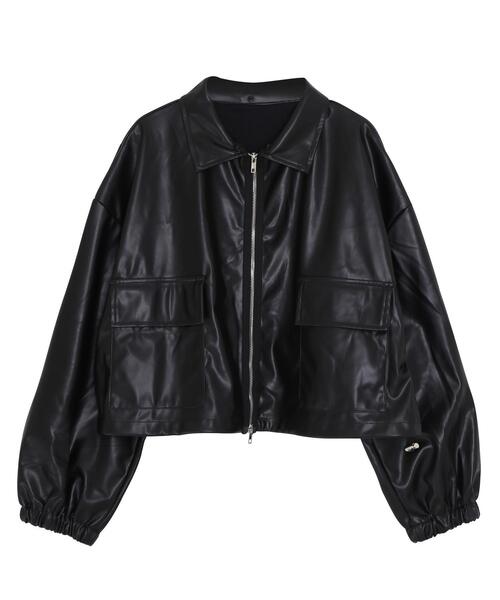 Figments（フィグメンツ）の「フード付き合皮ブルゾン（ブルゾン・レディース・ブラック・FREE）」の19枚目の写真