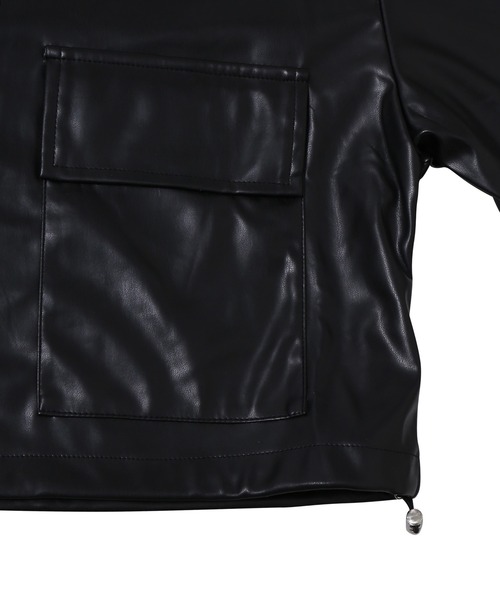 Figments（フィグメンツ）の「フード付き合皮ブルゾン（ブルゾン・レディース・ブラック・FREE）」の9枚目の写真