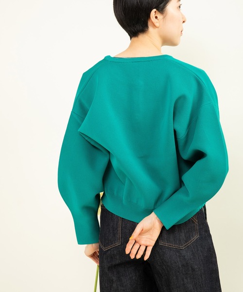 Dot＆Stripes CHILD WOMAN（ドットアンドストライプス　チャイルドウーマン）の「AMOSSAミラノリブパフスリーブ カーディガン（カーディガン/ボレロ・レディース・イエロー/サックスブルー/ピンク/ピンク系その他/グリーン/ブラウン/ピンク系その他2・FREE）」の9枚目の写真