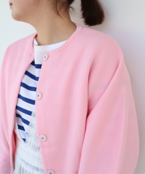 Dot＆Stripes CHILD WOMAN（ドットアンドストライプス　チャイルドウーマン）の「AMOSSAミラノリブパフスリーブ カーディガン（カーディガン/ボレロ・レディース・イエロー/サックスブルー/ピンク/ピンク系その他/グリーン/ブラウン/ピンク系その他2・FREE）」の15枚目の写真