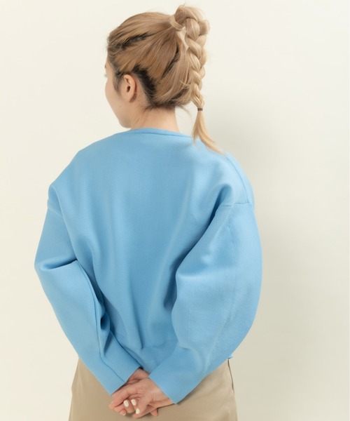 Dot＆Stripes CHILD WOMAN（ドットアンドストライプス　チャイルドウーマン）の「AMOSSAミラノリブパフスリーブ カーディガン（カーディガン/ボレロ・レディース・イエロー/サックスブルー/ピンク/ピンク系その他/グリーン/ブラウン/ピンク系その他2・FREE）」の20枚目の写真