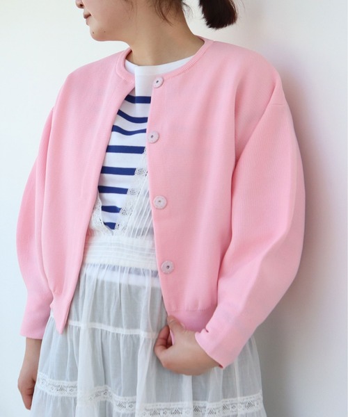 Dot＆Stripes CHILD WOMAN（ドットアンドストライプス　チャイルドウーマン）の「AMOSSAミラノリブパフスリーブ カーディガン（カーディガン/ボレロ・レディース・イエロー/サックスブルー/ピンク/ピンク系その他/グリーン/ブラウン/ピンク系その他2・FREE）」の17枚目の写真