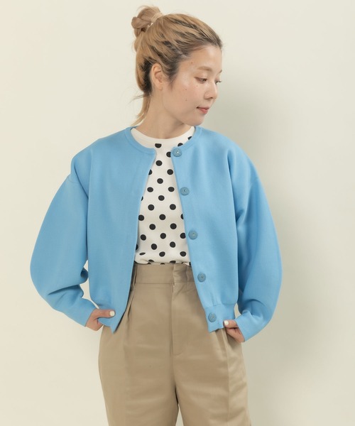 ドットアンドストライプス　アモッサ　ミラノリブ　パフスリーブカーディガン CHILD WOMAN - ＜Dot and Stripes＞AMOSSAミラノリブ BIGパフスリーブ