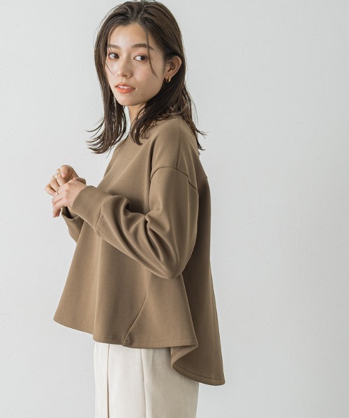 Pierrot(ピエロ)の「ペアスキンベロアバックスリットトップス(Tシャツ/カットソー・レディース・アイボリー/ネイビー/ベージュ系その他/ブラック・L/M)」の4枚目の写真