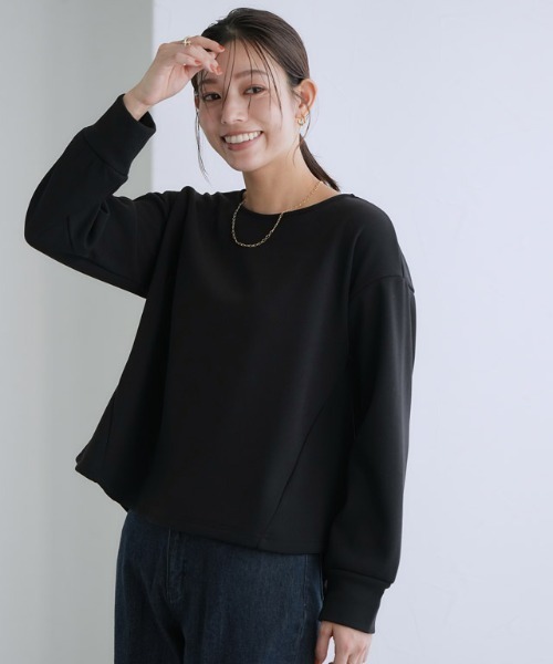 Pierrot(ピエロ)の「ペアスキンベロアバックスリットトップス(Tシャツ/カットソー・レディース・アイボリー/ネイビー/ベージュ系その他/ブラック・L/M)」の3枚目の写真
