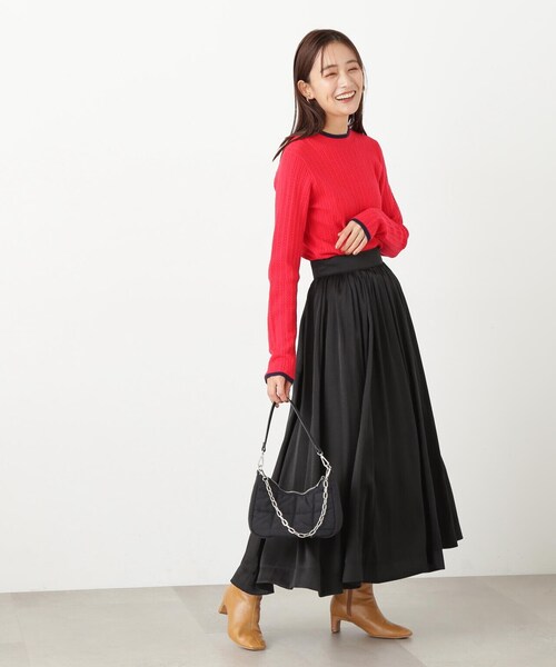 N.（N. Natural Beauty Basic）（エヌエヌナチュラルビューティーベーシック）の「◆シアーグリッターフレアスカート（スカート・レディース・イエロー/ブラック/クリーム・MEDIUM）」の6枚目の写真