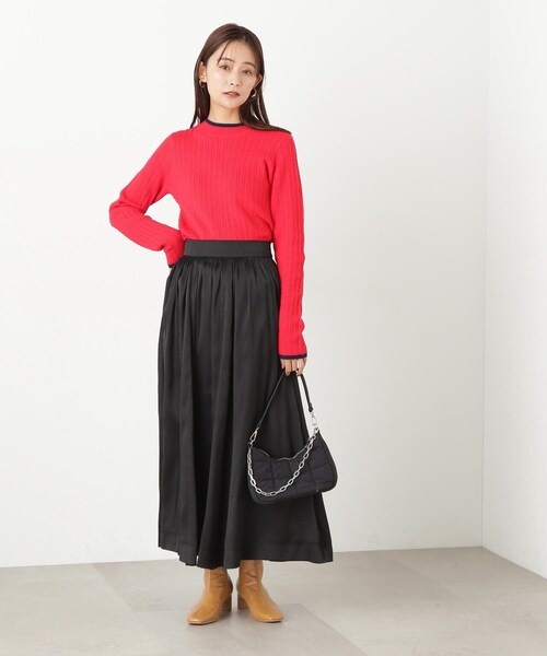 N.（N. Natural Beauty Basic）（エヌエヌナチュラルビューティーベーシック）の「◆シアーグリッターフレアスカート（スカート・レディース・イエロー/ブラック/クリーム・MEDIUM）」の8枚目の写真